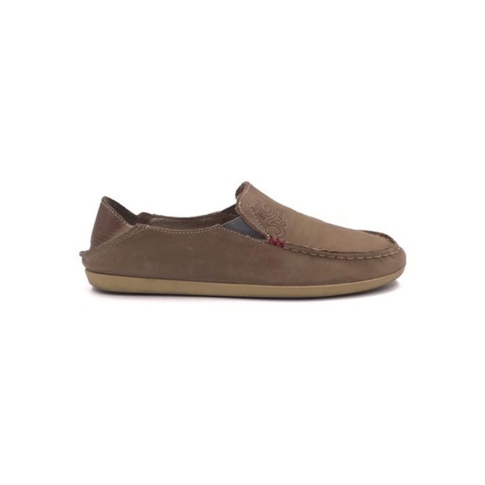 Olukai Nohea Nubuck Light Brown Leather Slip On Shoes Size 8